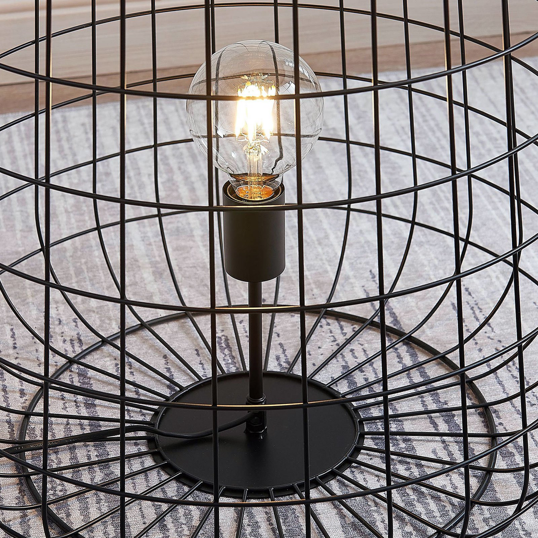 Lindby Winnie Korb Bodenleuchte Bodelampe Stehleuchte Stehlampe Lampe Holzplatte B-Ware