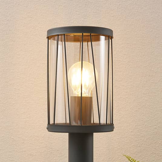Lindby Yonan Sockelleuchte Außenleuchte Außenlampe Leuchte Lampe rund dunkelgrau - 4251096575934