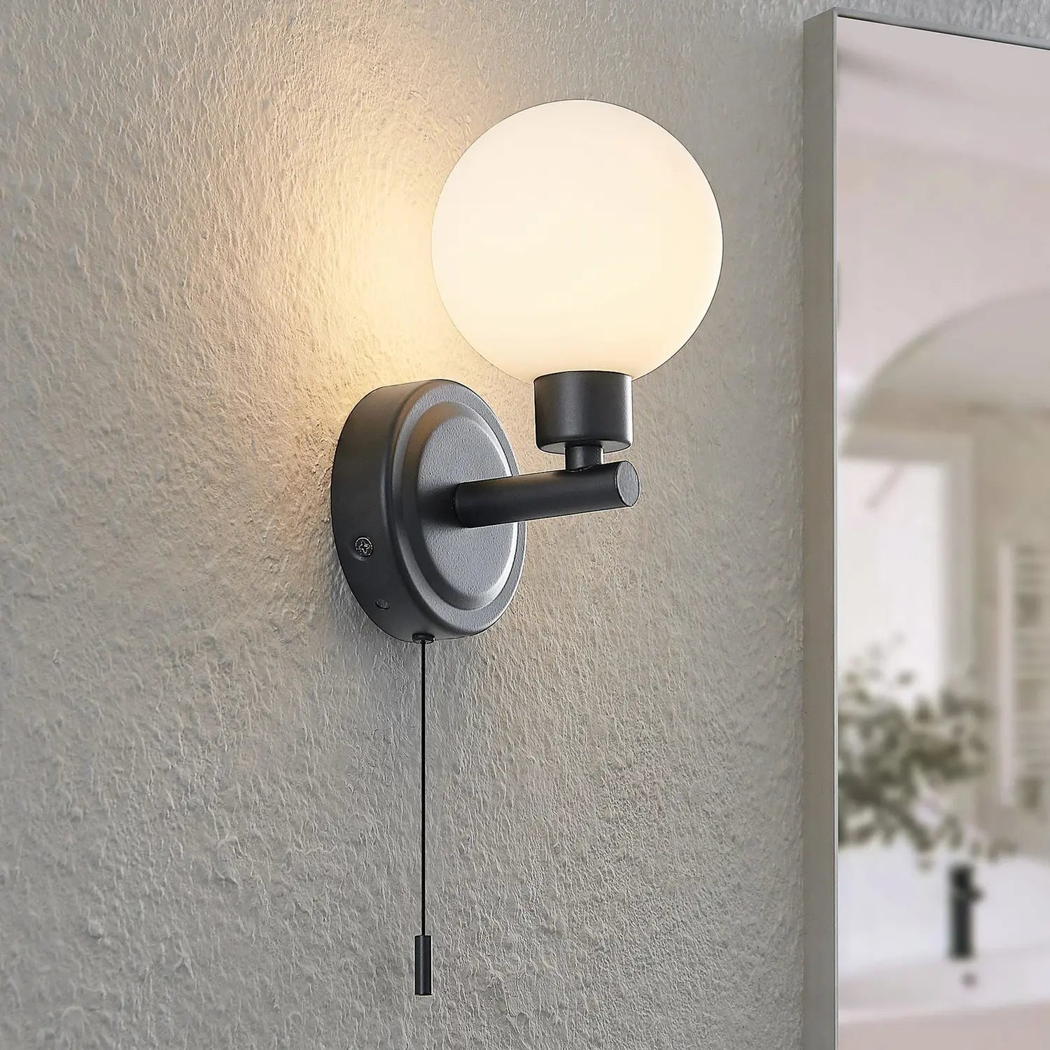 B-Ware Lindby Wandleuchte Wandlampe Zaniba Schwarz Stahl Glas Ip44 Schalter G9 2 Stück - 4251911732177
