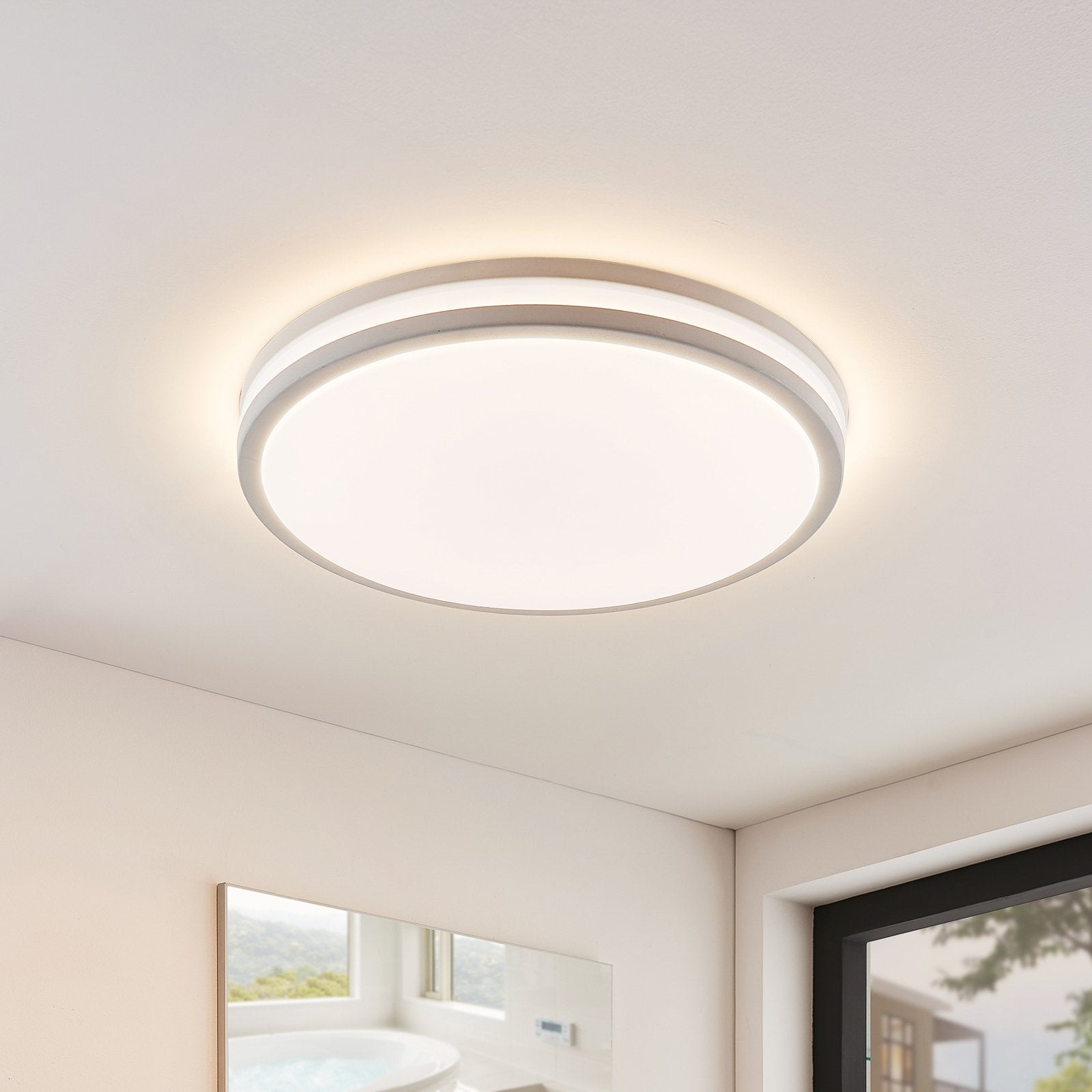 Deckenlampe Deckenleuchte LED Lampe Arnim weiß Kunststoff Fernbedienung IP44 Lin - 4251096557329