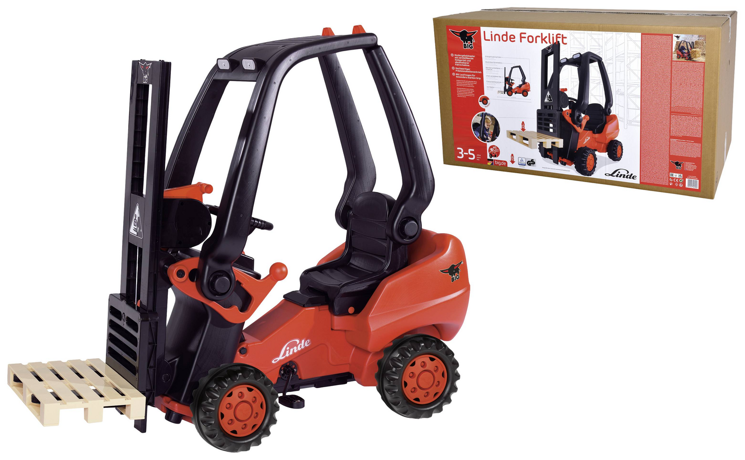 B-Ware Big Linde Forklift Gabelstapler Pedale Zum Treten Palette Kindergabelstapler Rot - 4004943565806
