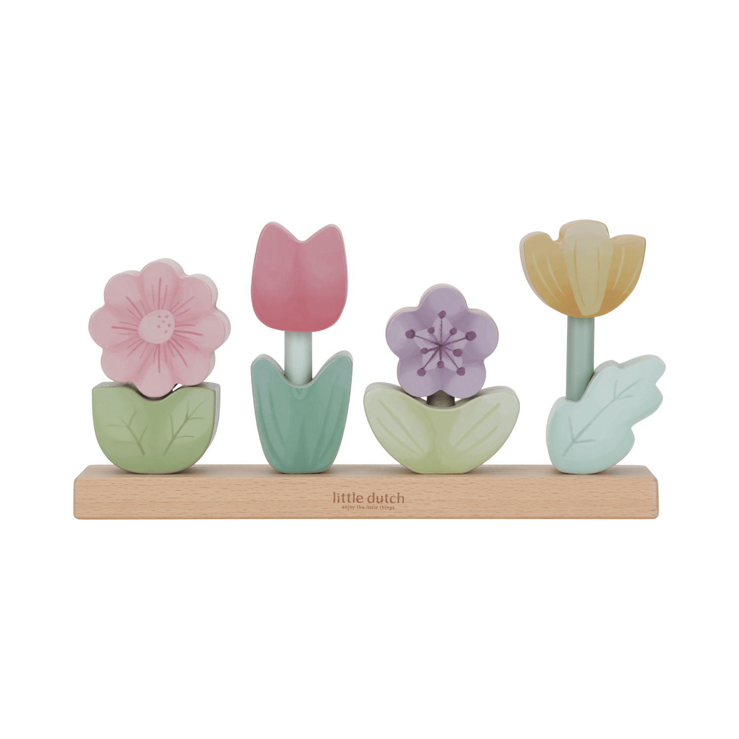 B-Ware Little Dutch Stapelblumen Bausteine Fairy Garden Fsc Holzspielzeug Pastellfarben