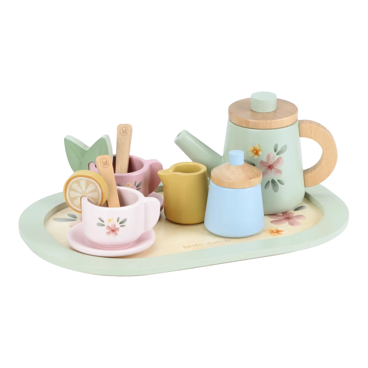 B-Ware Little Dutch Tee Set Teeservice Holz Serviertablett Teekanne Tassen Kinder Spiel - 8713291225077