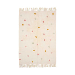 B-Ware Little Dutch Teppich Vorleger Pünktchen Kinderzimmer Baumwolle Beige Rutschfest