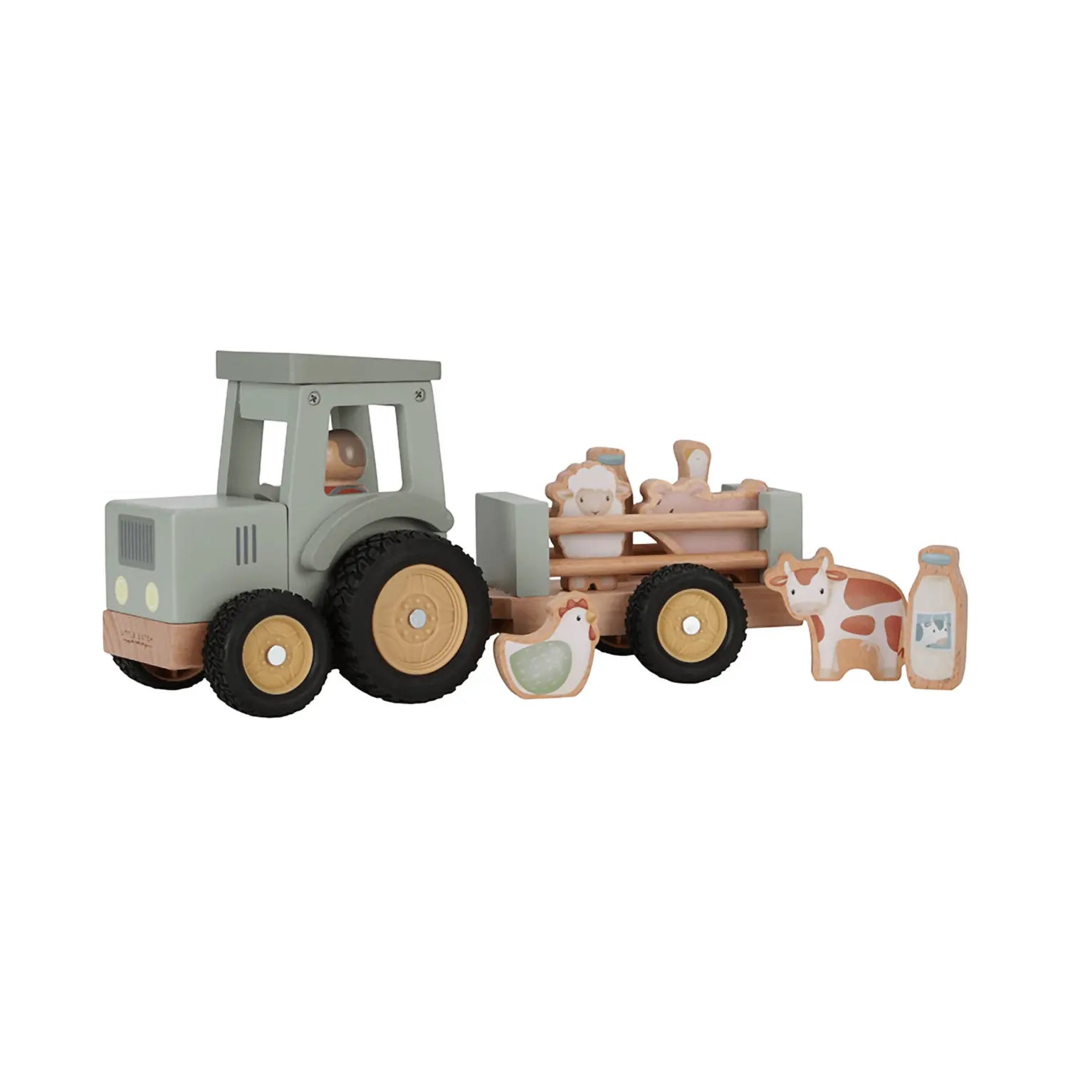 B-Ware Little Dutch Traktor Fahrzeug Anhänger Spielzeug Bauernhof Holz Tiere Flaschen - 8713291771499