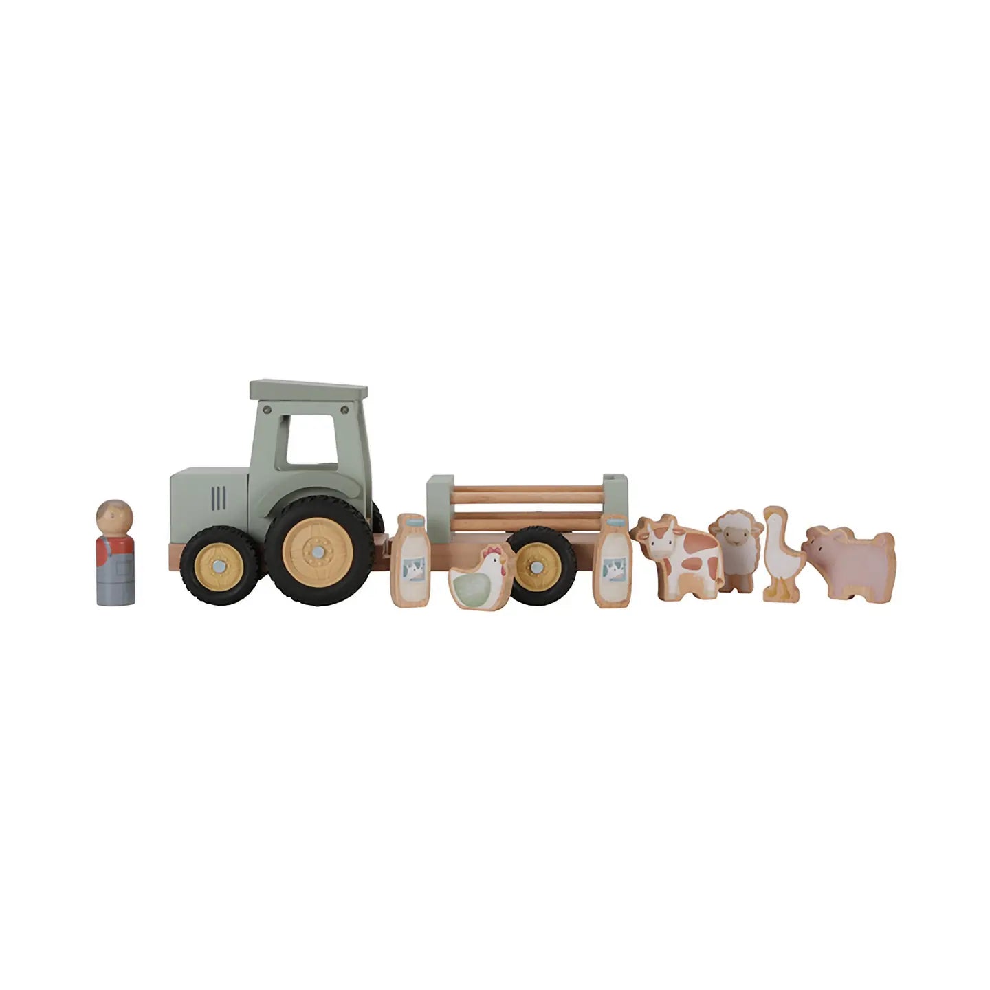 B-Ware Little Dutch Traktor Fahrzeug Anhänger Spielzeug Bauernhof Holz Tiere Flaschen - 8713291771499