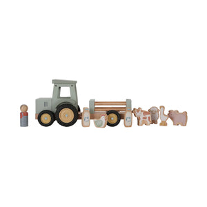 B-Ware Little Dutch Traktor Fahrzeug Anhänger Spielzeug Bauernhof Holz Tiere Flaschen
