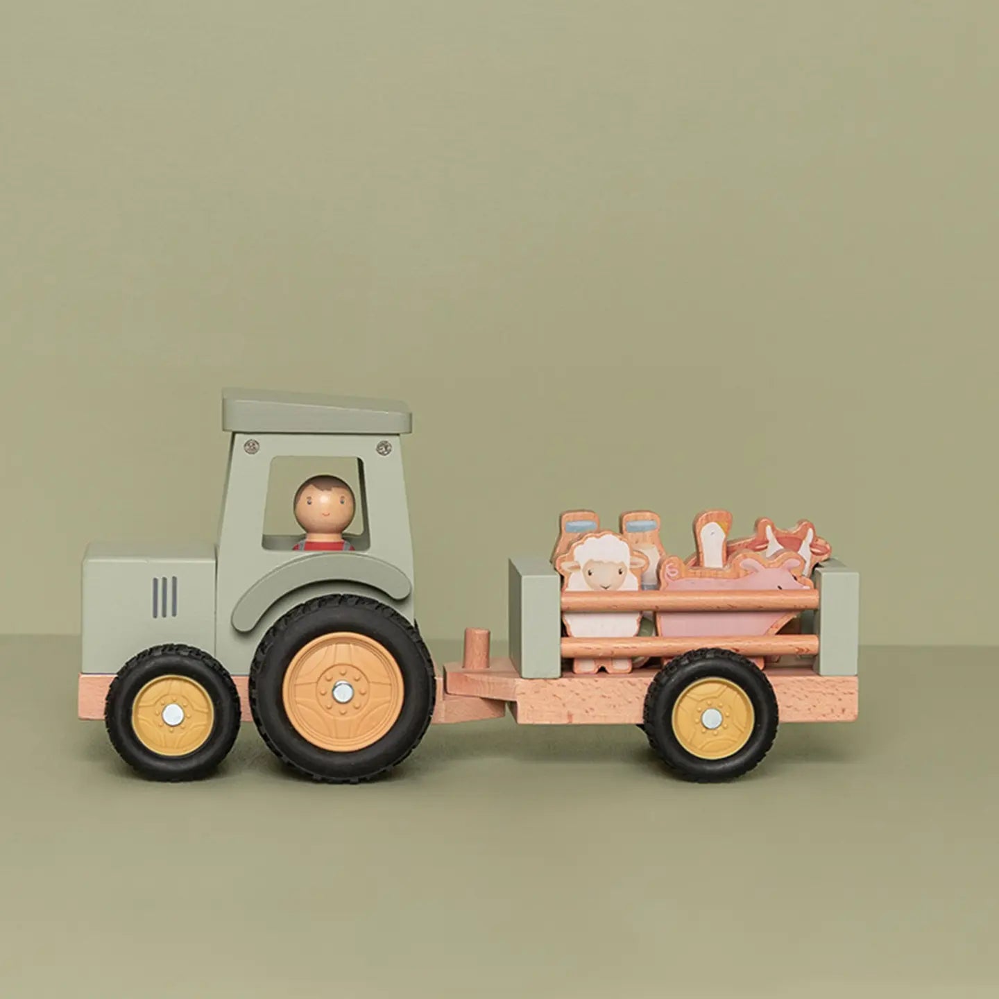 B-Ware Little Dutch Traktor Fahrzeug Anhänger Spielzeug Bauernhof Holz Tiere Flaschen - 8713291771499