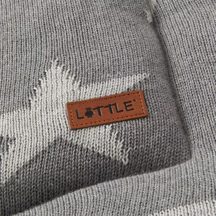 LITTLE Laufgittereinlage Krabbelmatte Star grau Unterlage Spielmatte Baumwolle - 4251083171408