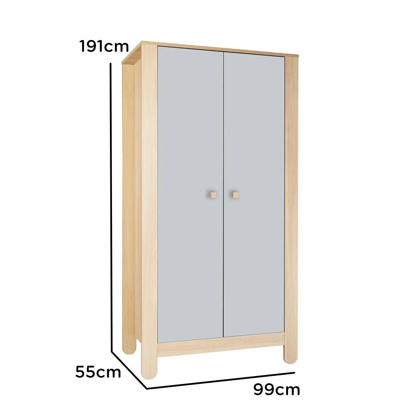B-Ware Little One Kleiderschrank Schrank Cozy Room Kinderzimmer Lichtgrau Nagano Eiche - 4260633365204