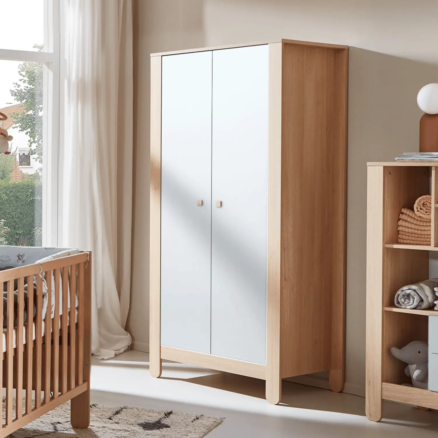B-Ware Little One Kleiderschrank Schrank Cozy Room Kinderzimmer Lichtgrau Nagano Eiche - 4260633365204