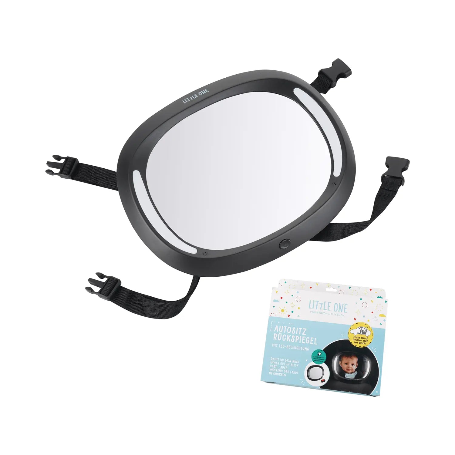 B-Ware Little One Rückspiegel Autospiegel Led Spiegel Kinderspiegel Schwarz Flexibel