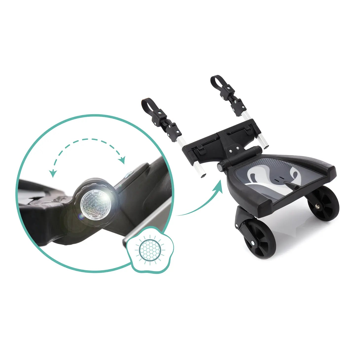 B-Ware Little One Lo Buggy Board Mitfahrbrett Schwarz Grau 180° Kinderwagen Little One - 9120129910118