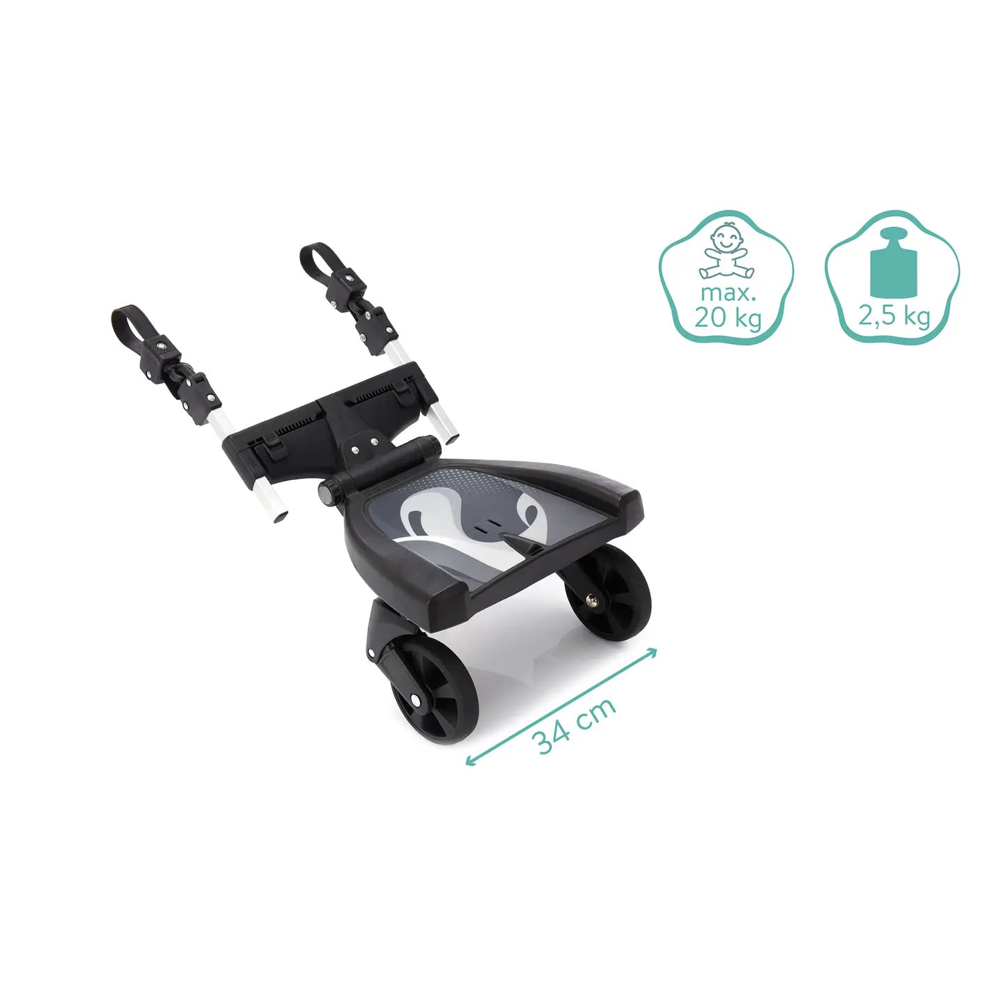 B-Ware Little One Lo Buggy Board Mitfahrbrett Schwarz Grau 180° Kinderwagen Little One - 9120129910118