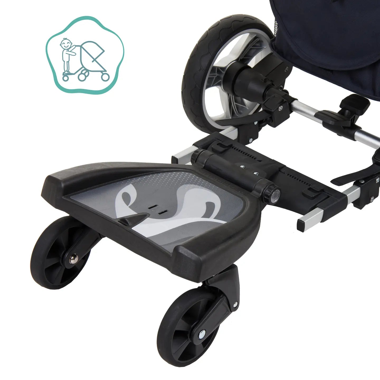 B-Ware Little One Lo Buggy Board Mitfahrbrett Schwarz Grau 180° Kinderwagen Little One - 9120129910118
