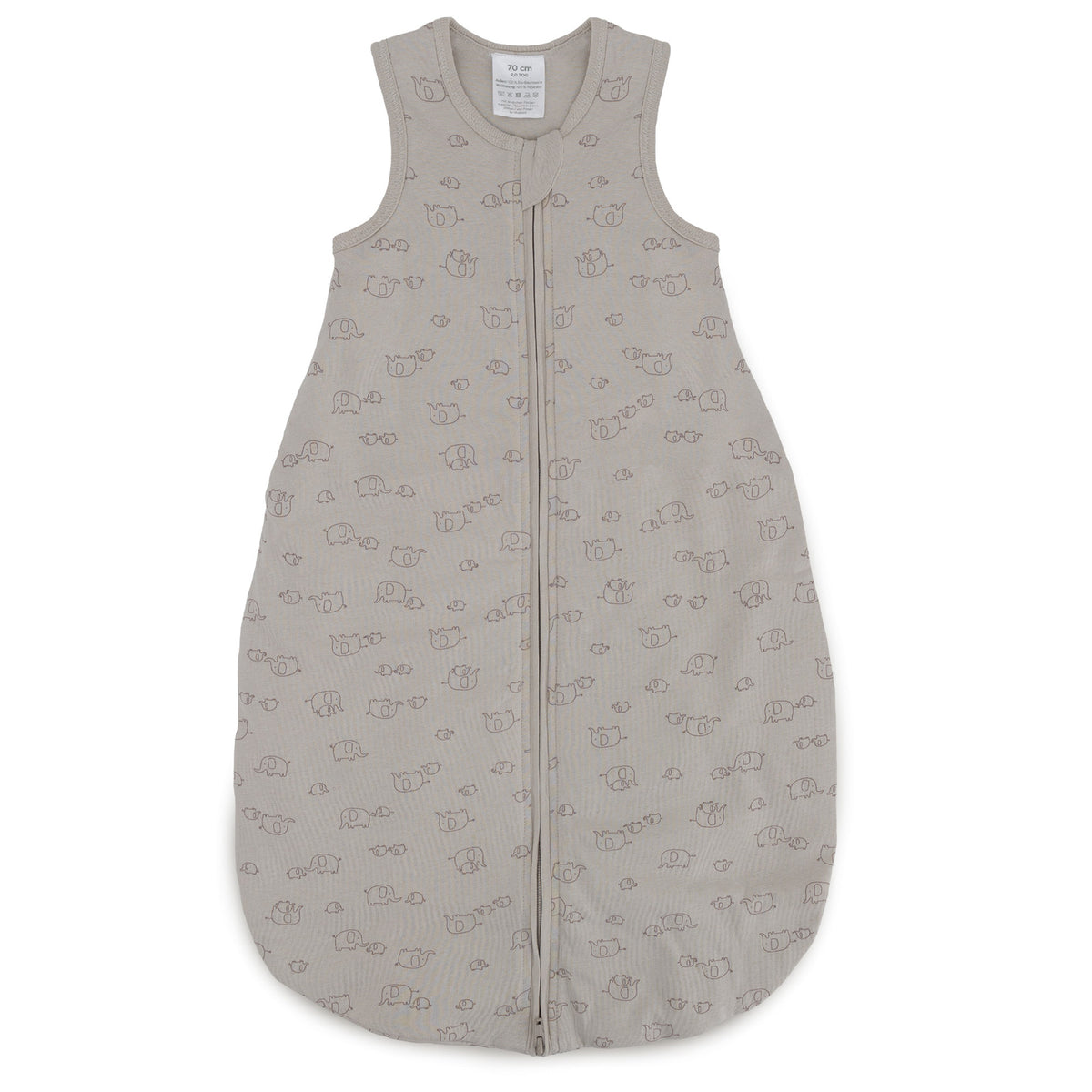 LITTLE ONE Schlafsack Strampelsack Elephant Grey Bio Baumwolle ärmellos 80 cm - 4048649314856