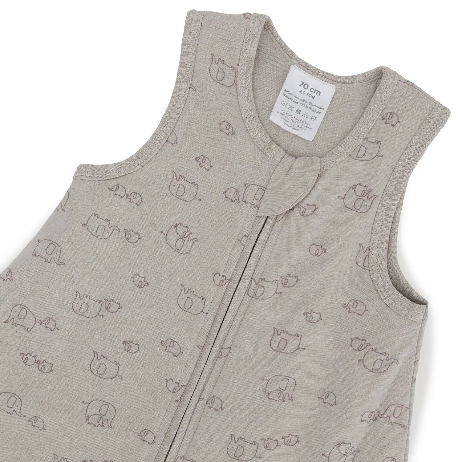 B-Ware Little One Schlafsack Strampelsack Elephant Grey Bio Baumwolle ärmellos 80 Cm - 4048649314856