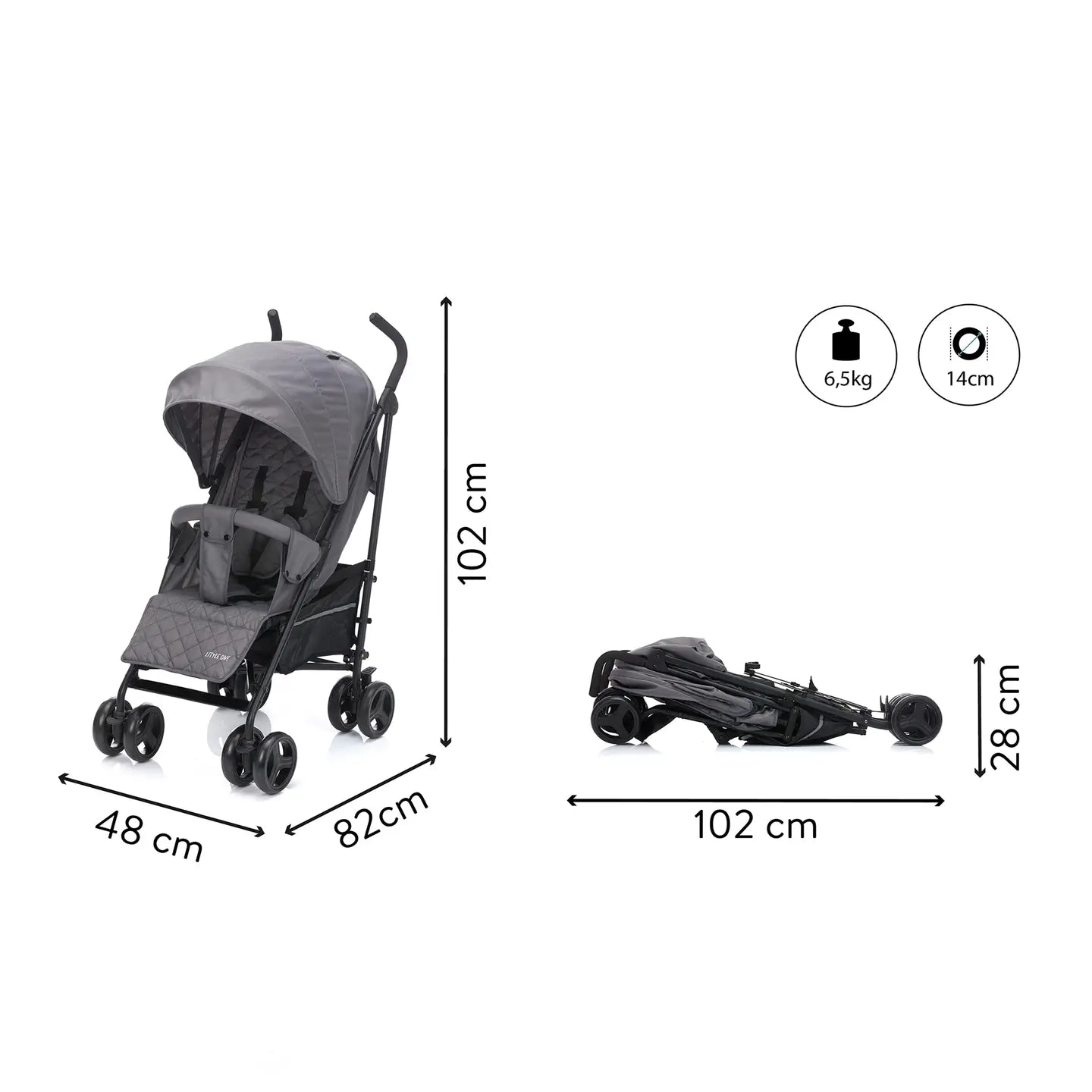B-Ware Little One Buggy Kinderwagen Sportwagen Tommi Grau Liegefunktion Stauraum Gurt - 9120129915137