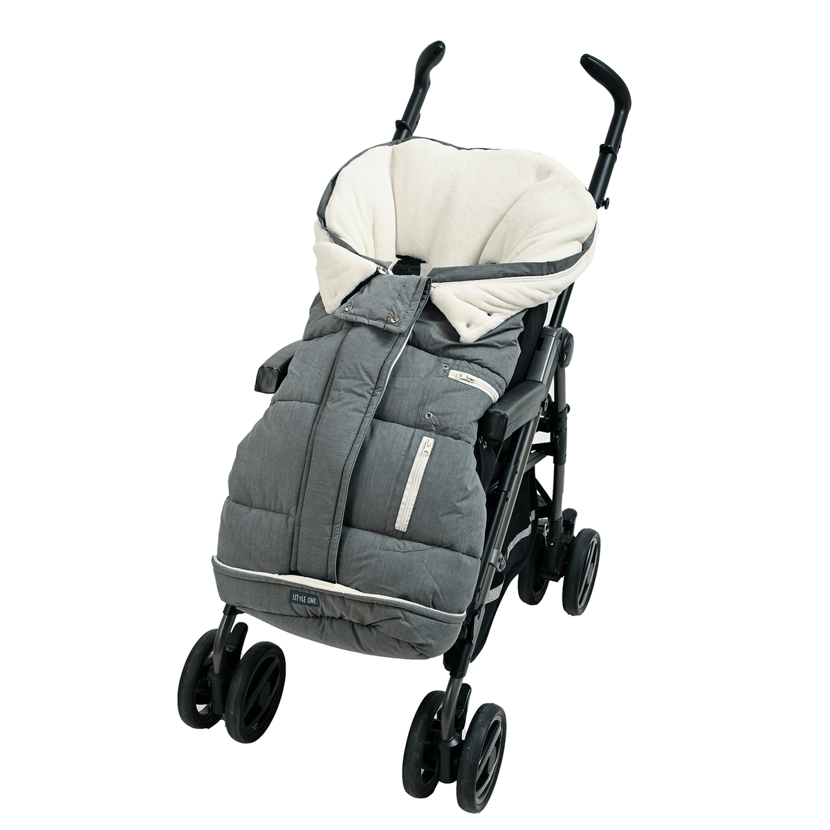 LITTLE ONE Winterfußsack Juna Kinderwagen Fußsack Thermo Hellgrau Weiß Universal - 4260315695339