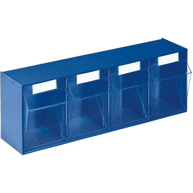B-Ware Lockweiler Klarsichtmagazin Aufbewahrungsbox Blau 4x Kunststoff B600x T168x H207mm - 4054773014357