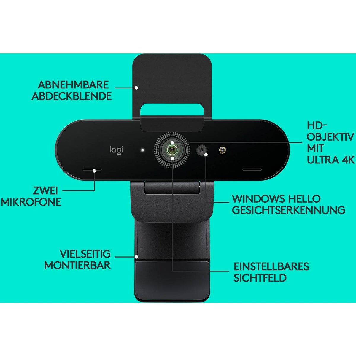 LOGITECH 4K Webcam Kamera BRIO Stream Edition Schwarz Windows Hello Streaming - 5099206075078
