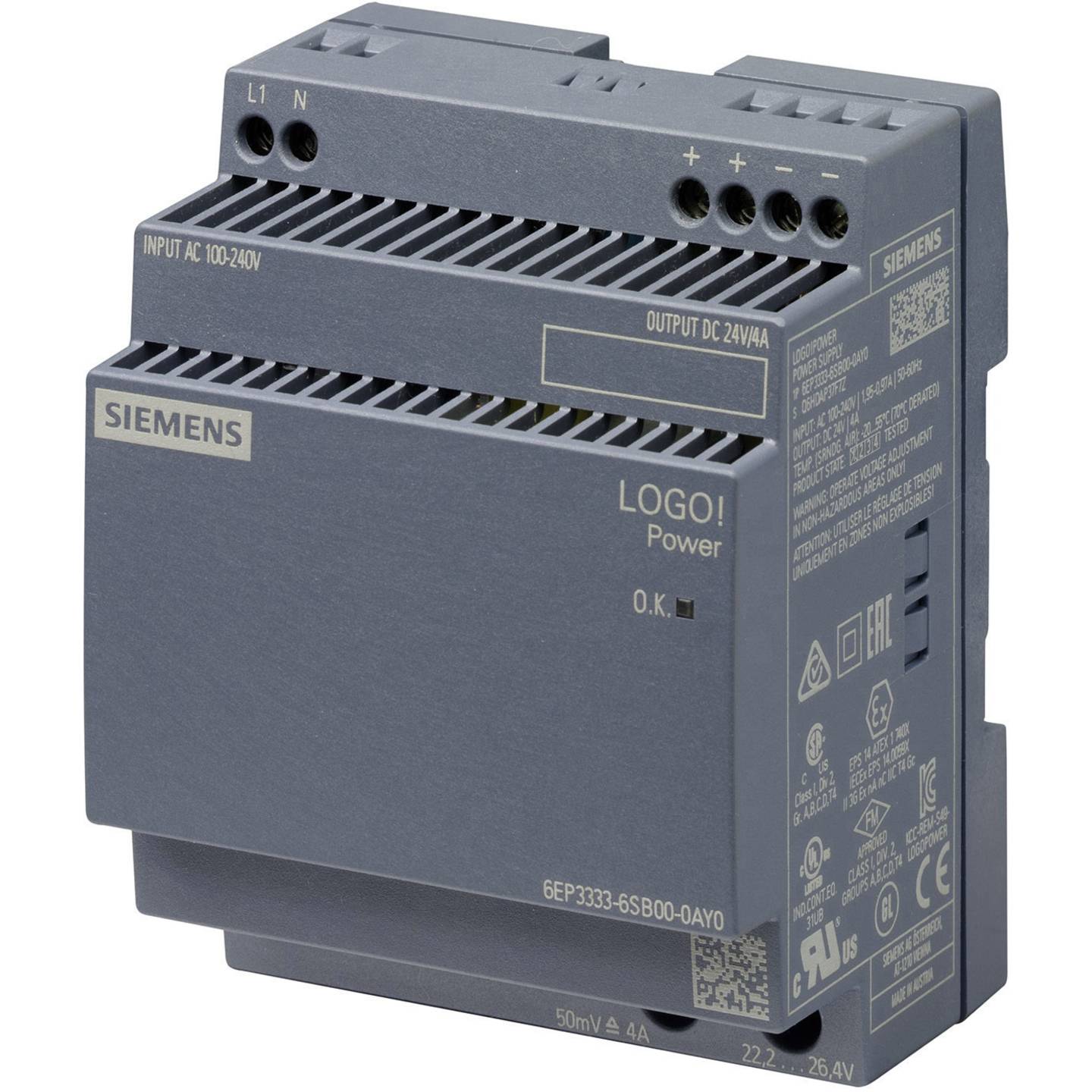 Siemens 6EP3333-6SB00-0AY0 SPS-Powermodul LOGO!Power 1-phasig DC 24 V/4 A - 4025515154860
