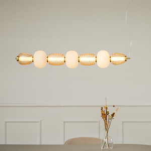 B-Ware Loom Design Led Hängelampe Pendelleuchte Pearl 7 Amber Gold Glas 110 Cm