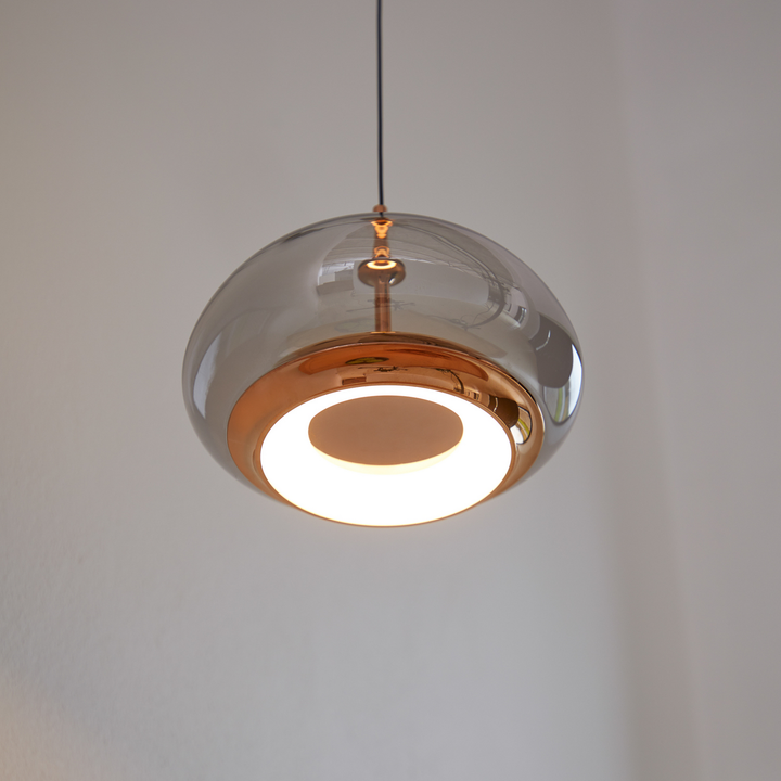 Loom Design Led Hängelampe Pendelleuchte Avalon Lampe Roségold Grau Glas 20cm B-Ware - 5712802226452