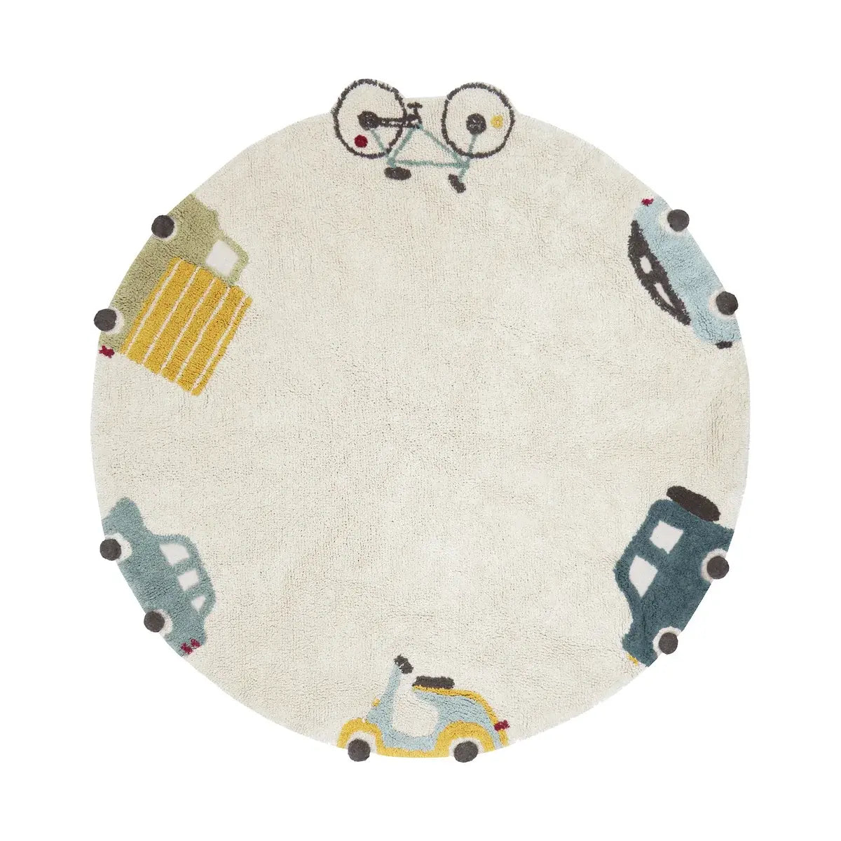 B-Ware Lorena Canals Teppich Spielteppich Wheels Natur Blau Baumwolle Siehe Text/Foto - 8435392624701