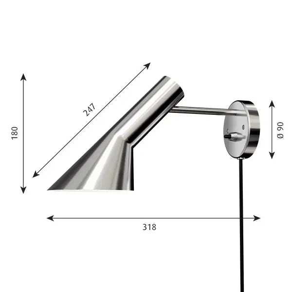 B-Ware Louis Poulsen Wandleuchte Wandlampe Aj Leuchte Kabel Edelstahl Poliert Stahl - 5714693212941