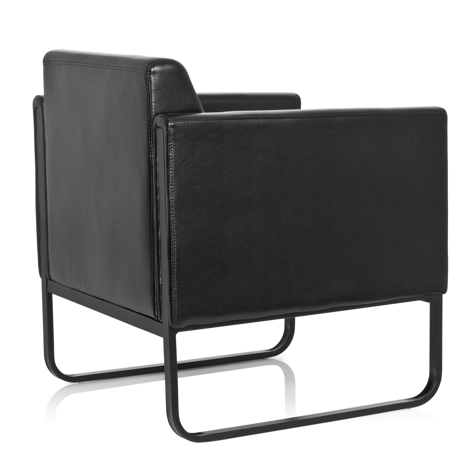B-Ware Hjh Office Loungesessel Loungesofa Bali Black Kunstleder Sessel Schwarz  - 4260354051370