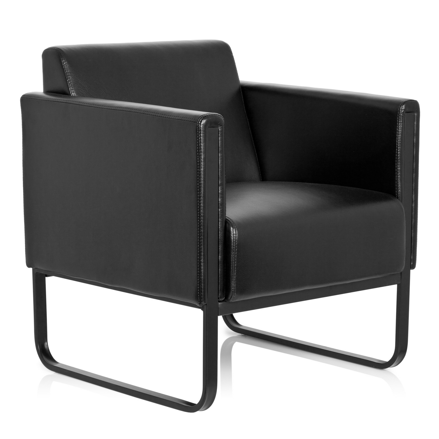 B-Ware Hjh Office Loungesessel Loungesofa Bali Black Kunstleder Sessel Schwarz  - 4260354051370