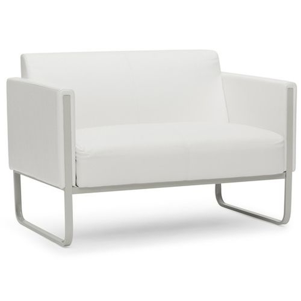 B-Ware Hjh Office Loungesofa Couch Aruba Kunstleder Weiß 2 Sitzer Gestell Lichtgrau - 4260284084752