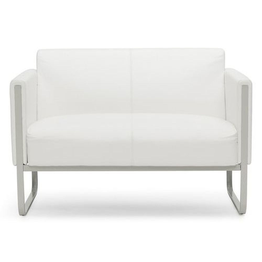 B-Ware Hjh Office Loungesofa Couch Aruba Kunstleder Weiß 2 Sitzer Gestell Lichtgrau - 4260284084752