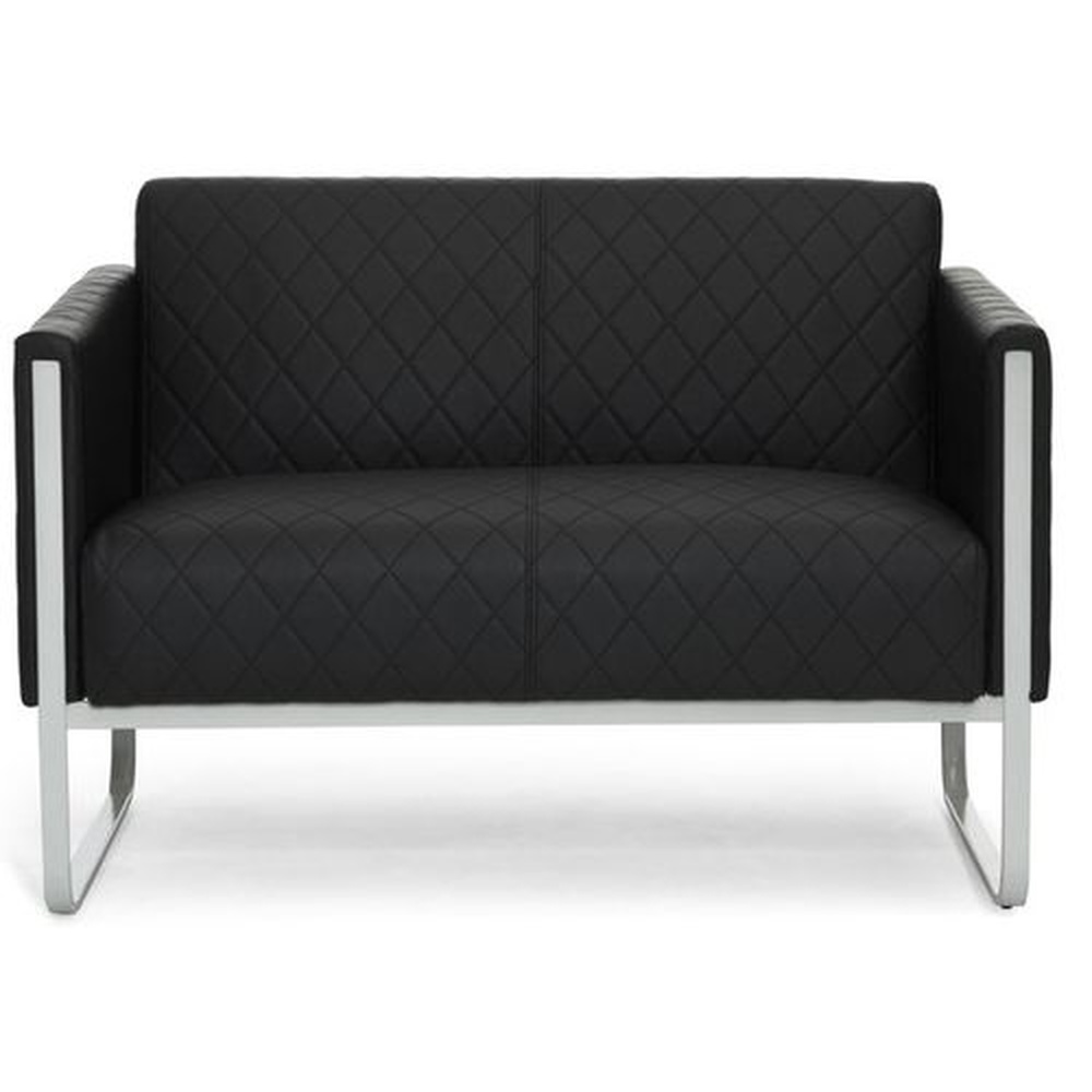 B-Ware Hjh Office Sofa Couch Loungesofa Sitzbank Aruba Step Kunstleder Schwarz 2 Sitzer - 4260284084059