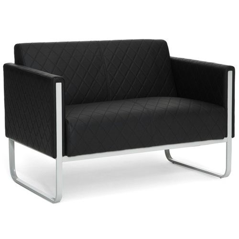 B-Ware Hjh Office Sofa Couch Loungesofa Sitzbank Aruba Step Kunstleder Schwarz 2 Sitzer - 4260284084059