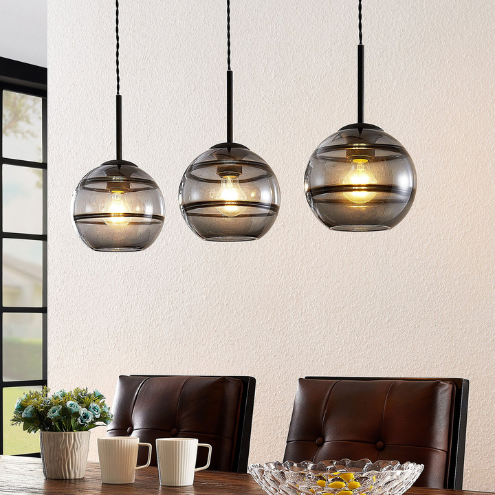 Lucande Ably Hängeleuchte Deckenleuchte Pendelleuchte Lampe Leuchte Rauchgrau B-Ware - 4251096579796