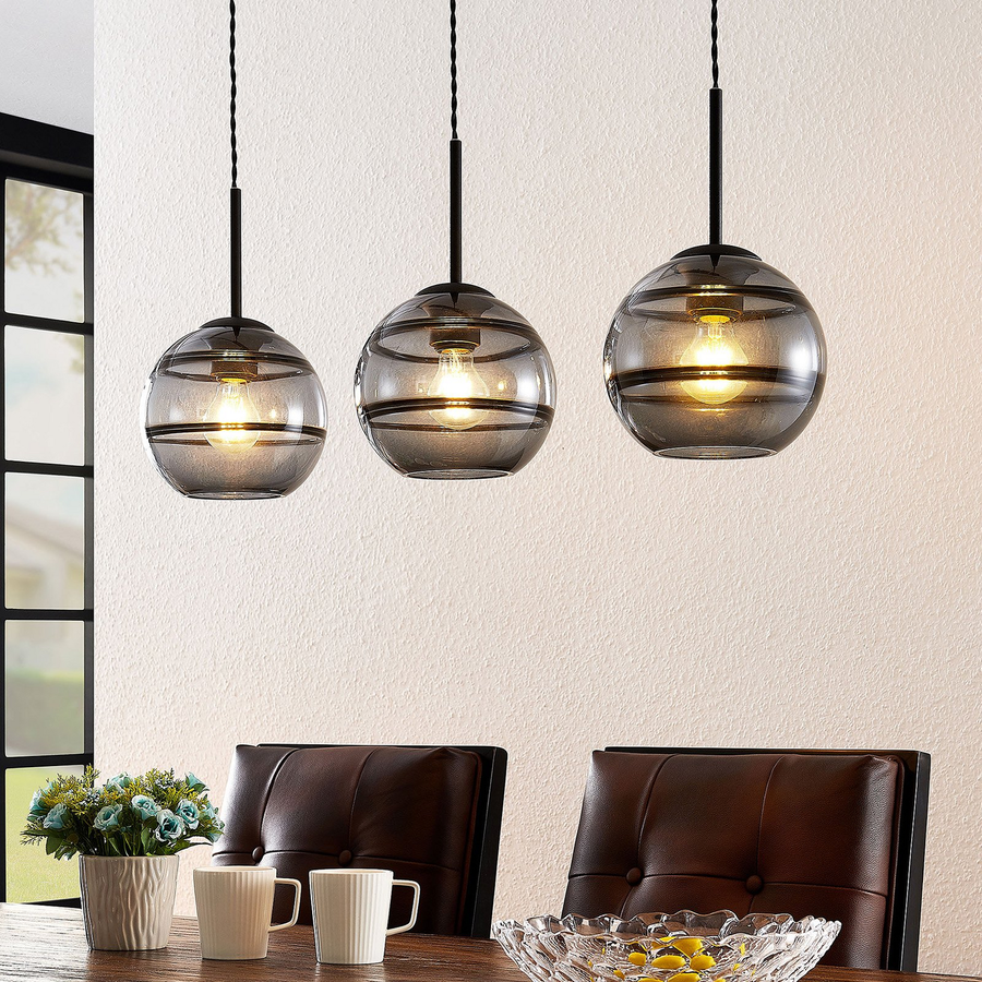Lucande Ably Hängeleuchte Deckenleuchte Pendelleuchte Lampe Leuchte Rauchgrau B-Ware - 4251096579796