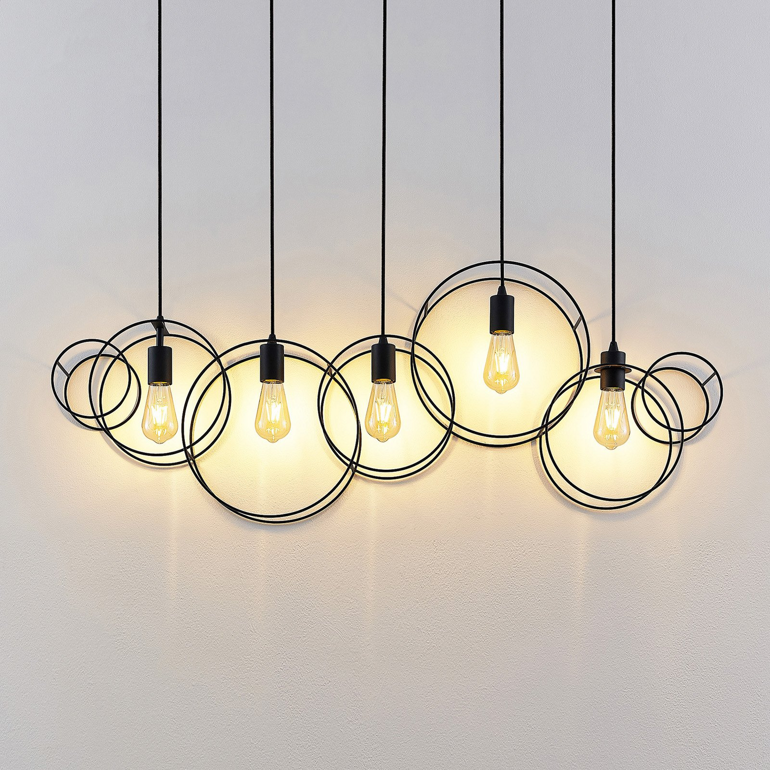 B-Ware Lucande Andrik Hängeleuchte Hängeleuchte Lampe Leuchte 5 Flmg. E27 Kreise Led