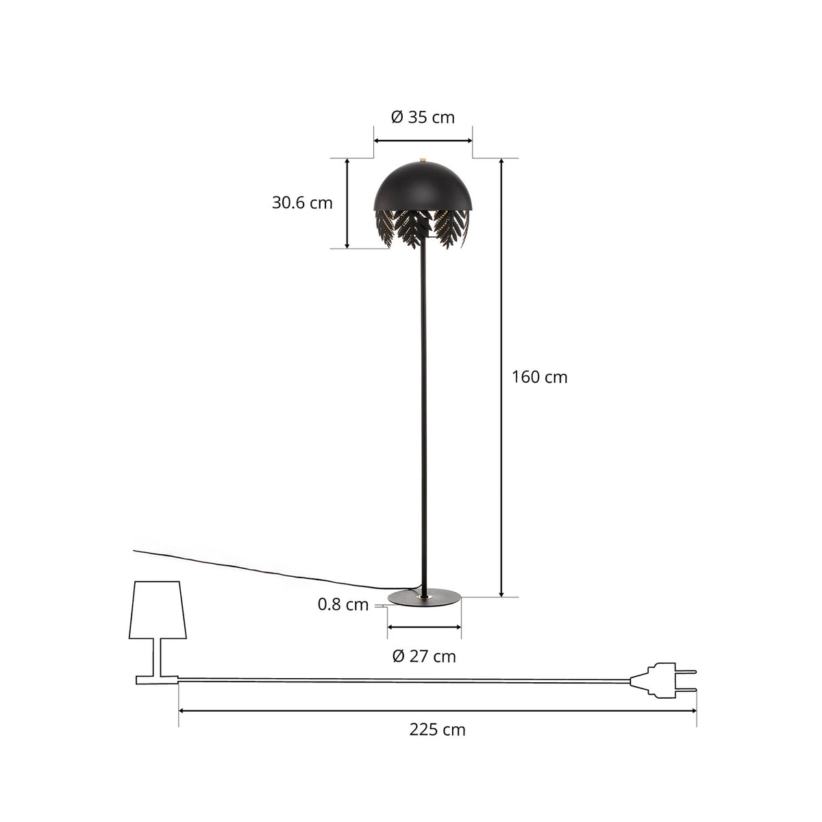 Lucande Stehlampe Stehleuchte schwarz gold Eisen Schalter 160 cm E27 LED Leuchte - 4251911752182