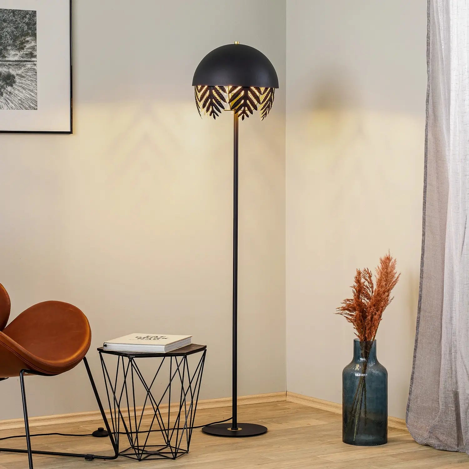 B-Ware Lucande Stehlampe Stehleuchte Schwarz Gold Eisen Schalter 160 Cm E27 Led Leuchte - 4251911752182