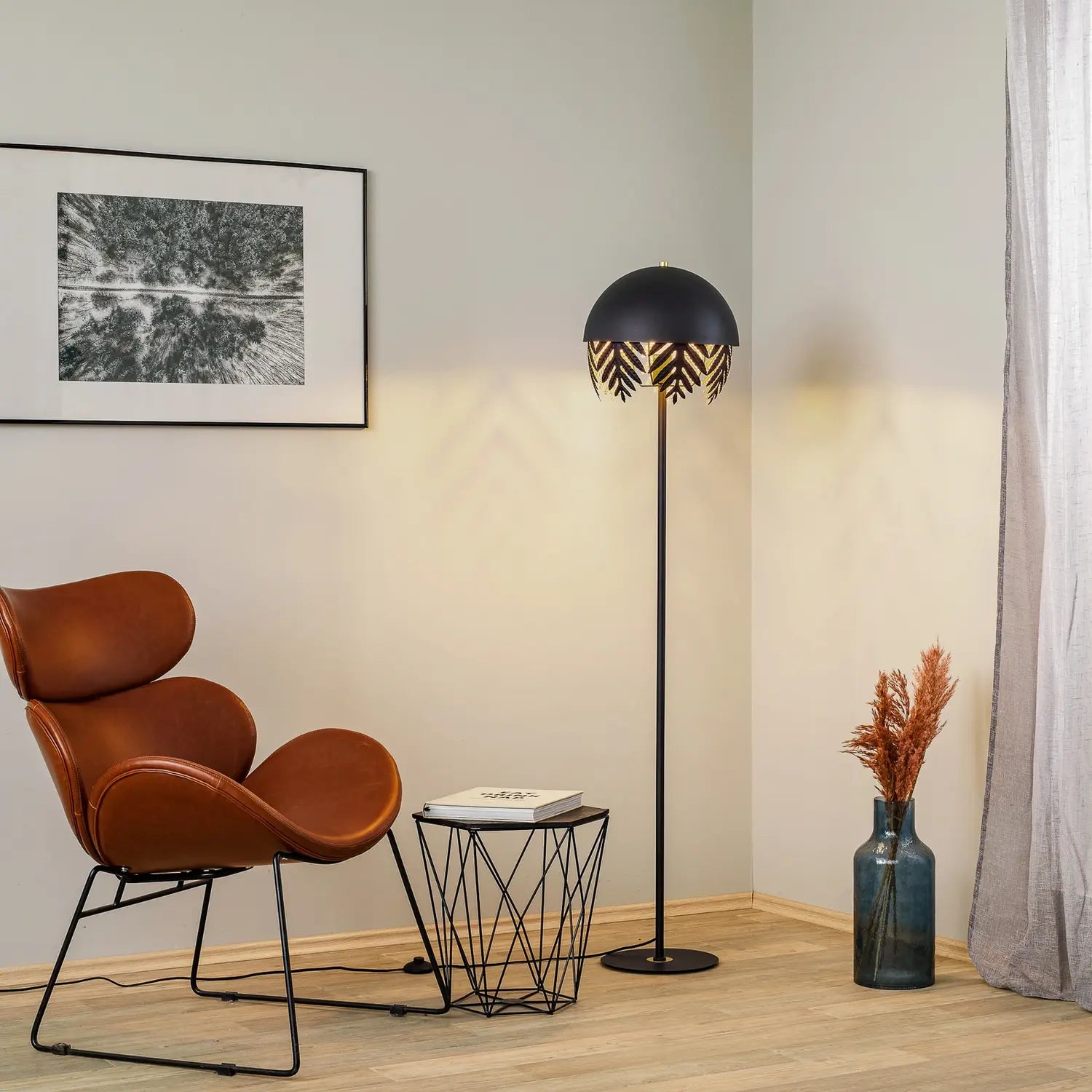 B-Ware Lucande Stehlampe Stehleuchte Schwarz Gold Eisen Schalter 160 Cm E27 Led Leuchte - 4251911752182