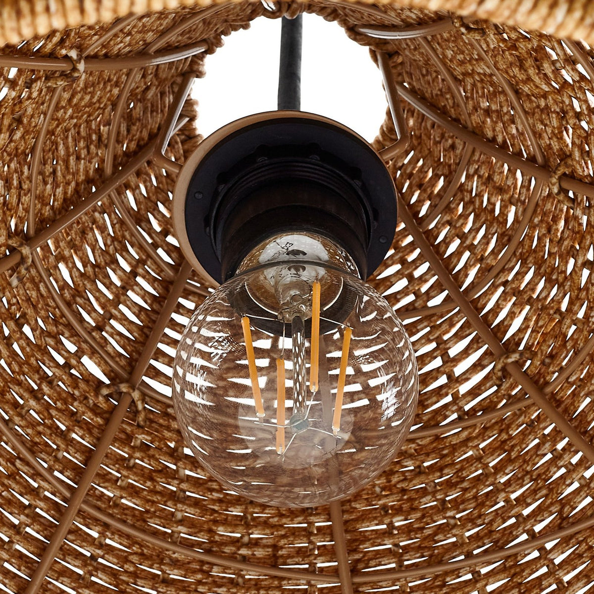 Lucande Außenhängelampe Hängeleuchte Taniola Rattanlampe beige IP44 Lampe Spot - 4251911798715
