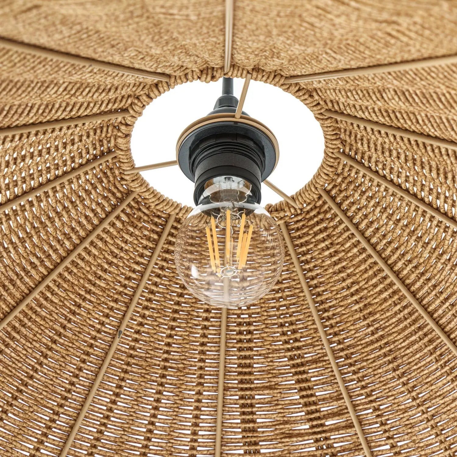 B-Ware Lucande Außenlampe Außenleuchte Hängelampe Taniola Holz Schwarz Rattan Eisen