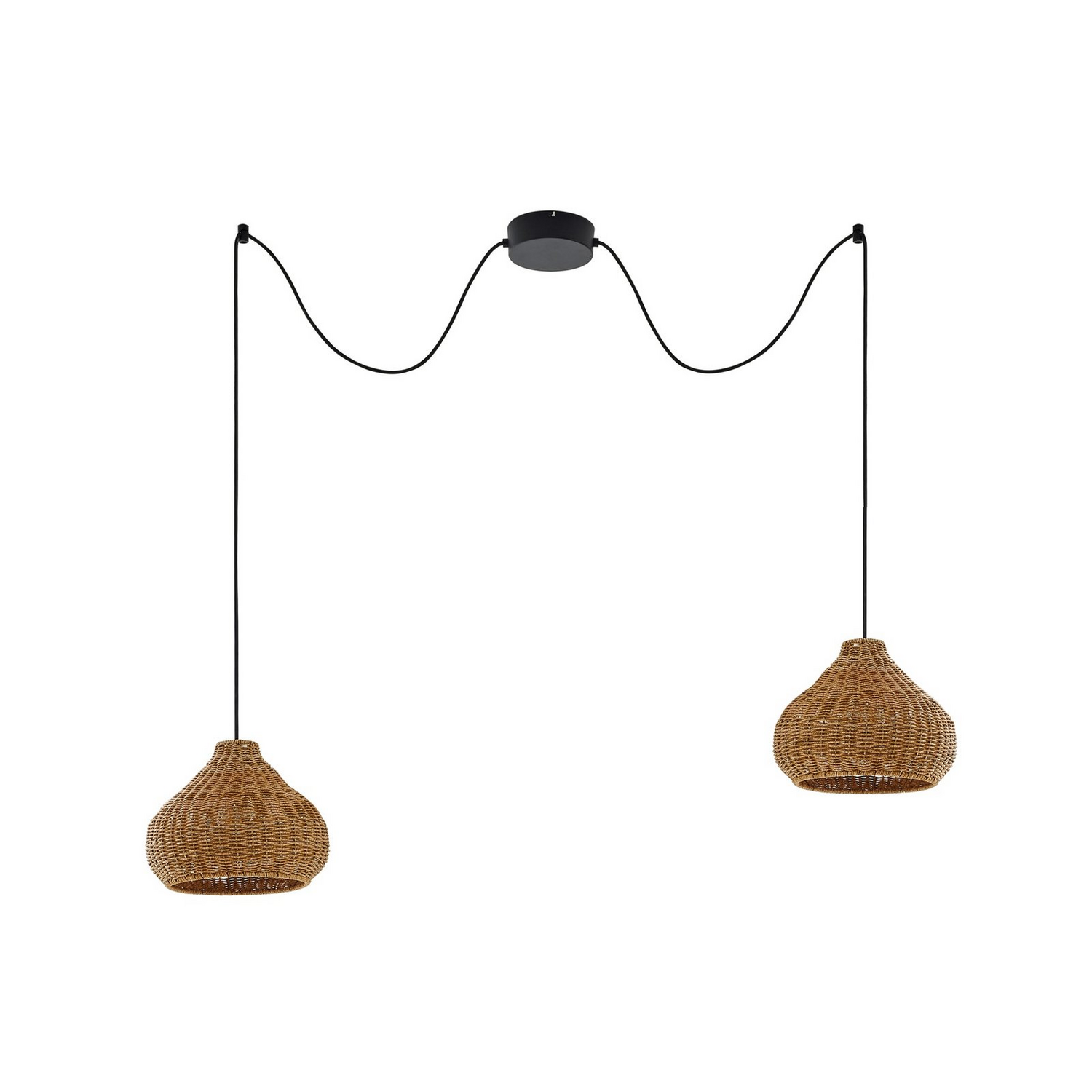 Lucande Außenhängelampe Pendelleuchte Taniola Beige Rattan Ip44 2 Flammig B-Ware - 4251911798722