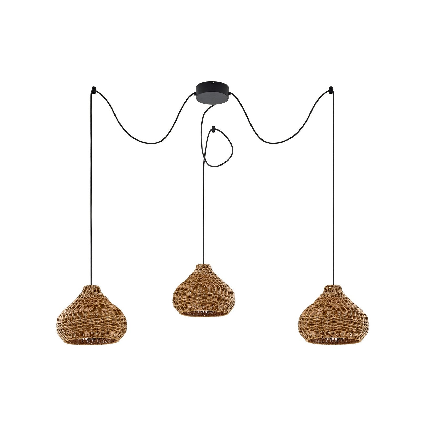 Lucande Außenhängelampe Pendelleuchte Außenlampe Rattan Leuchte IP44 3-flammig - 4251911798739