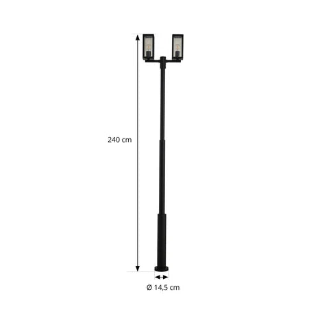 Lucande Außenlampe Standlampe Laterne Siveta, 240cm, 2-flg., schwarz, E27, I775 - 4251911777505