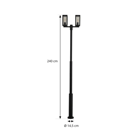 B-Ware Lucande Außenlampe Standlampe Laterne Siveta, 240cm, 2 Flg., Schwarz, E27, Ip65
