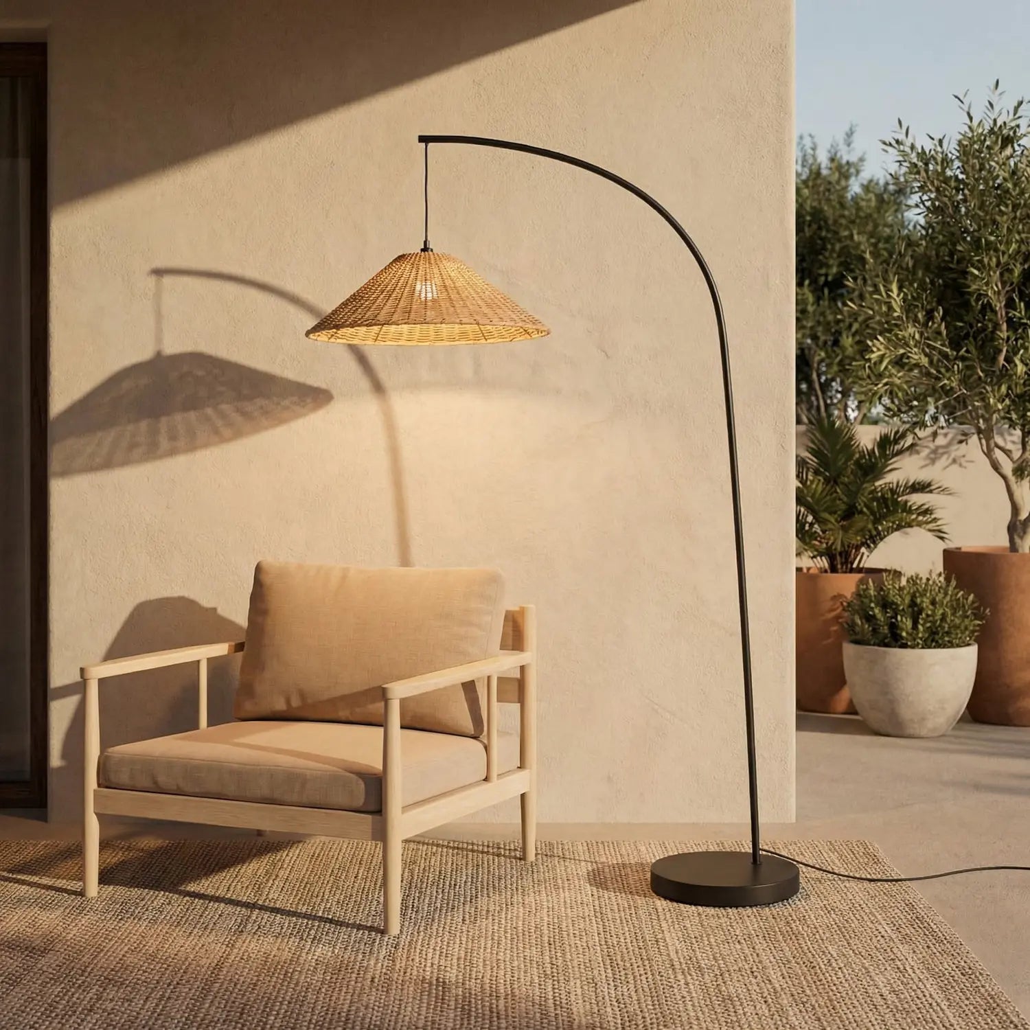B-Ware Lucande Außenleuchte Stehlampe Lampe Taniola Rattan Holz Schwarz Ip44 Outdoor - 4255830912153