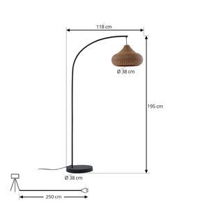 B-Ware Lucande Außenstehleuchte Gartenlampe Taniola Rattanleuchte Beige 195cm Ip44
